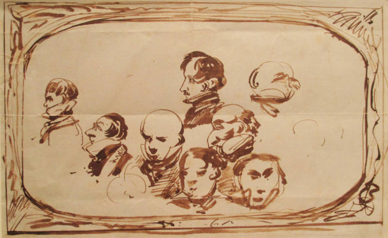 Sketch of Edgar Allen Poe and Seven Others (Head Studies of Eight Men)