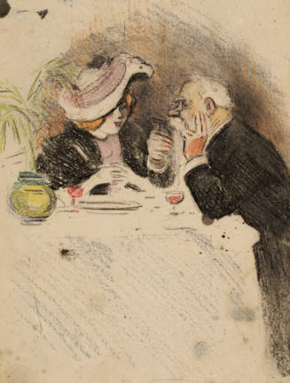Cafe Scene: Young Woman and Old Man Dining