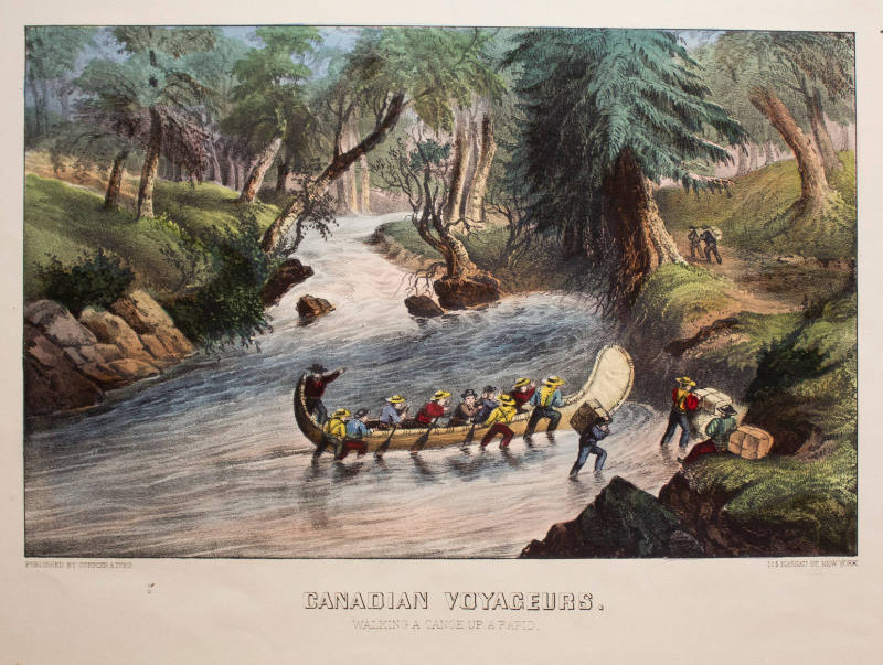 Canadian Voyagers:  Walking a Canoe Up the Rapids