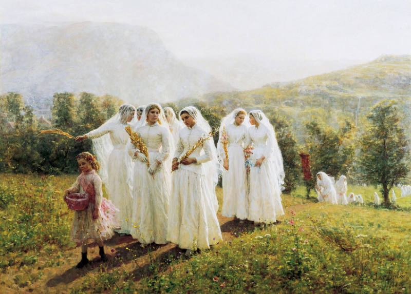 Young Women Going to a Procession