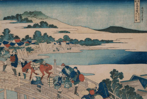 The Bridge at Fukyu in Echizen Province (from Shokoku Meikyo Kiran)