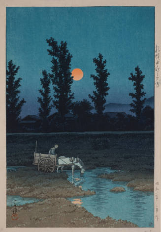 Horse-Drawn Cart and Full Moon