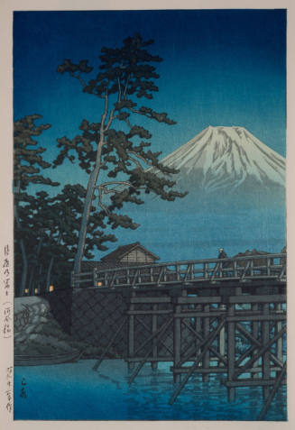 Fuji in the Night Moon at Kawai Bridge