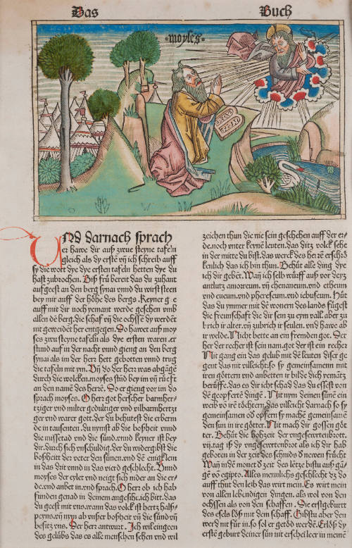 Moses Receives the Stone Tablets on Mount Sinai (Exodus 34) [from the Nuremberg Bible of 1483]