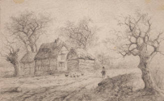 Three Rustic Buildings in a Clearing
