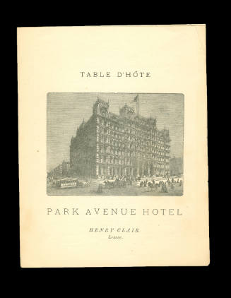 Park Avenue Hotel Menu