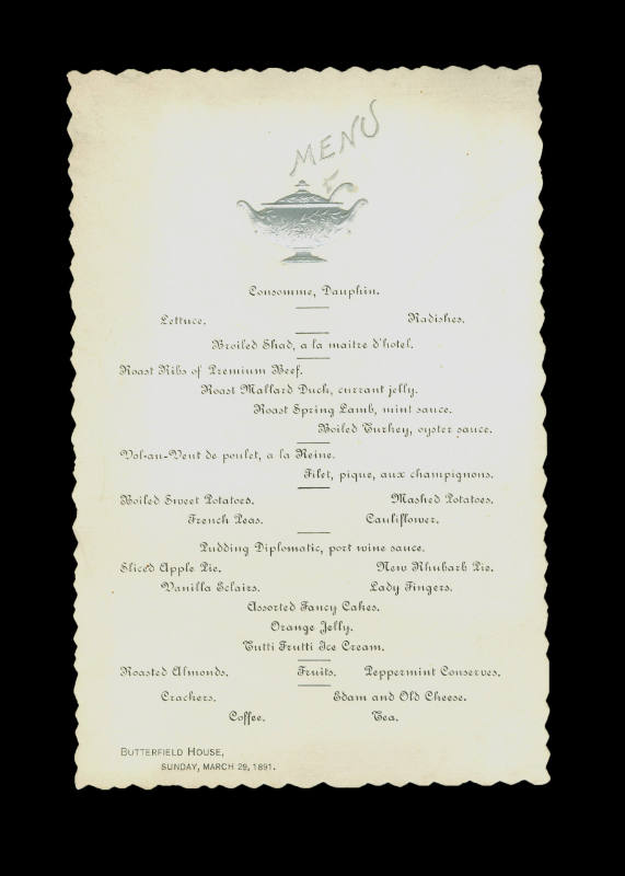 Butterfield House Menu