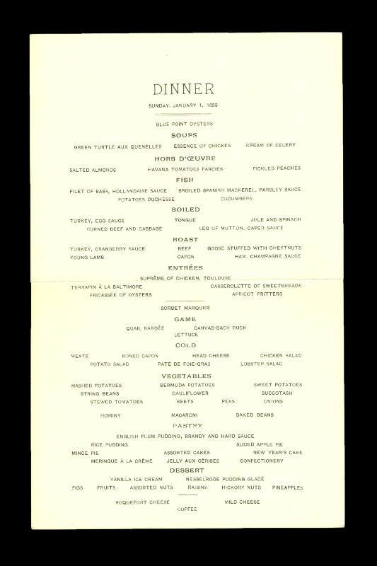 New York City Dinner Menu