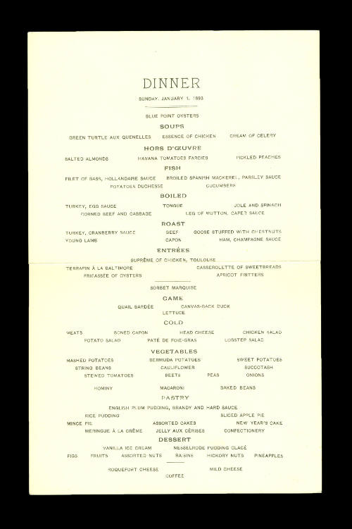 New York City Dinner Menu