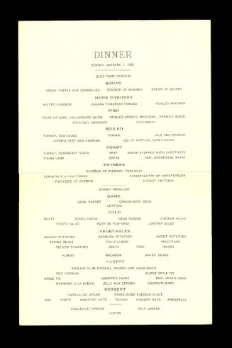 New York City Dinner Menu