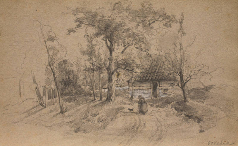 Country Road with Cottages and Cart