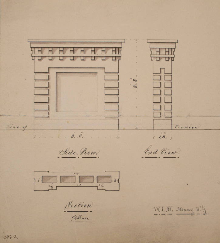 Elevation of Side and End View of Chimney