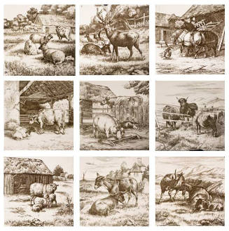 "Animals of the Farm" Tiles (Set of Nine)